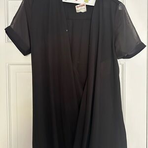 Sexy sexy  flowing black sheer long tunic top size large